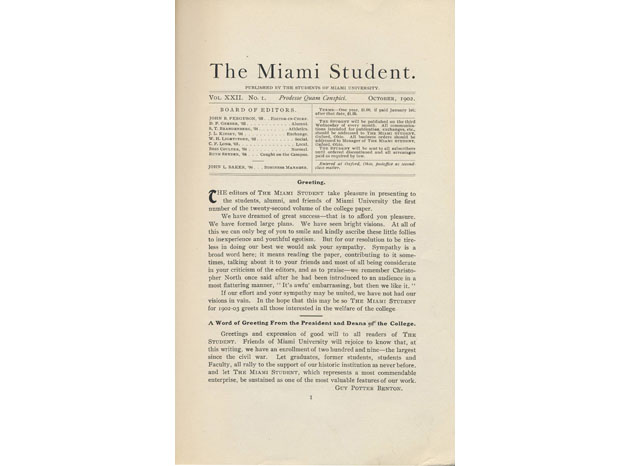 The Miami Student - 1902 - First Page